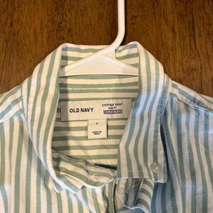 Old Navy Mint and White Striped Casual Shirt